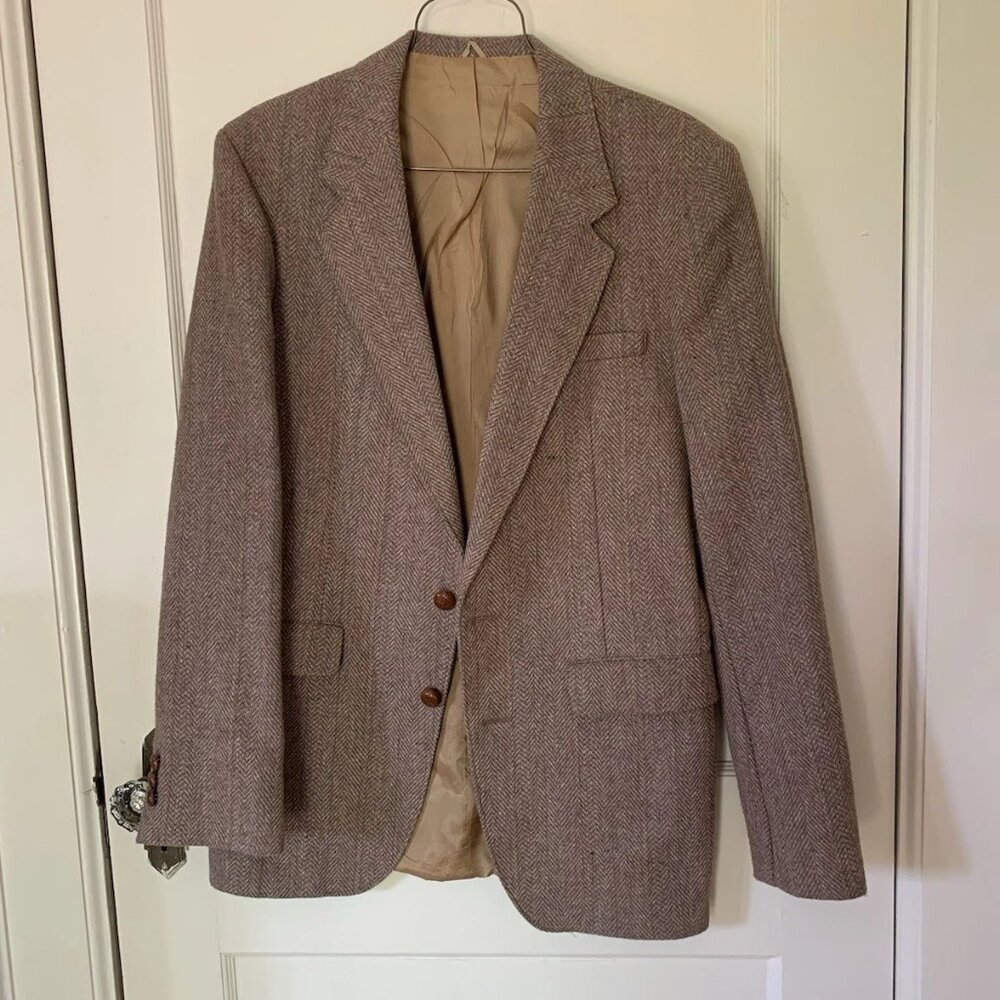 Charms Blazer Womens Suit Size M Jacket Light Brown Beige VTG business casual